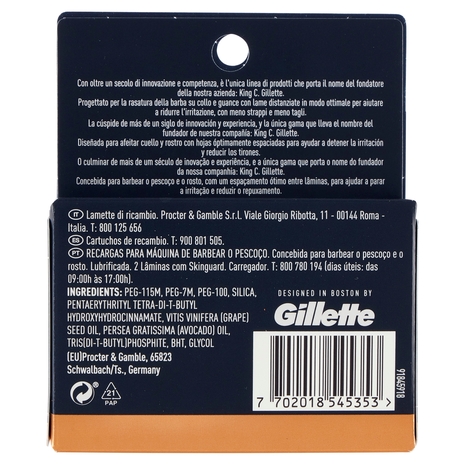 King C. Gillette Lamette di Ricambio per Rasoio da Uomo per il Collo 3 Ricariche